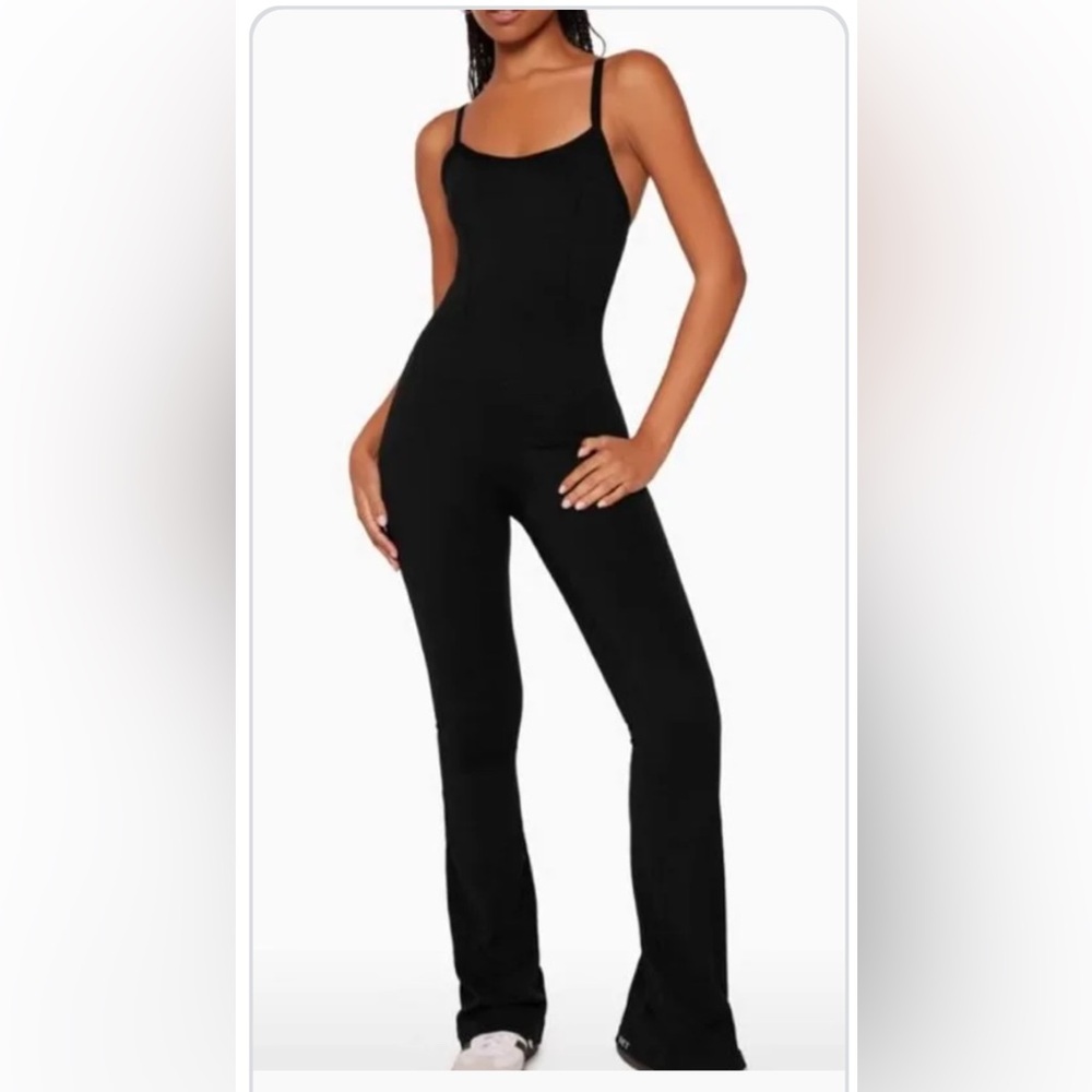 Black Set Active Flare Jumpsuit